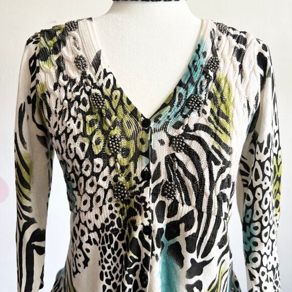Animal Print Beaded Top, Glam, Y2K,‎ Vintage, Edgy, Indie, Small, Retro, Artsy - Picture 3 of 5